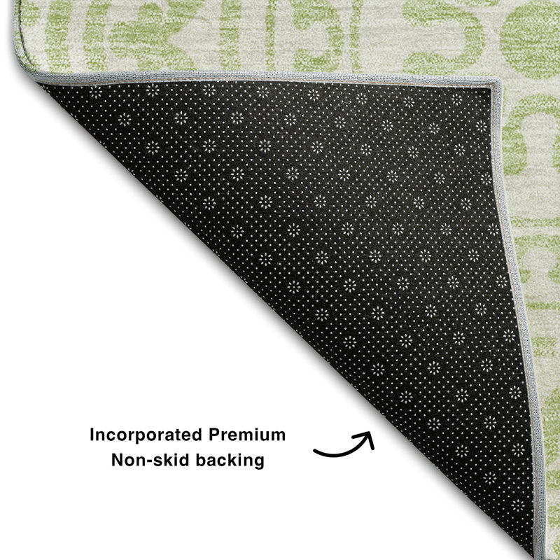 Premium Machine Washable Prisco Aloe Rug, Rectangle 10' x 14'