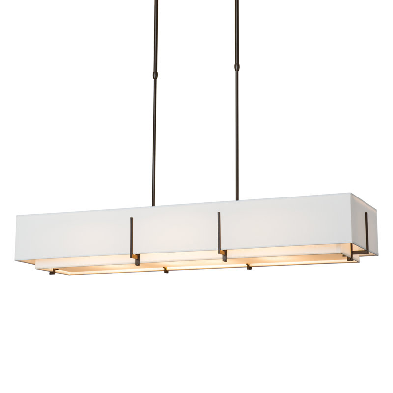 Exos 4 - Light Unique/Statement Linear Pendant, Dark Smoke, Natural Anna Shade
