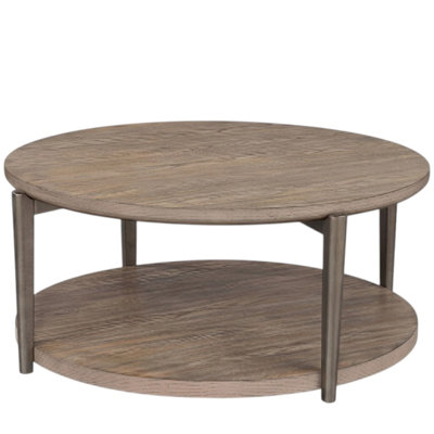 Avery 43.3 In. Natural Round Wood Coffee Table With Open Shelf
