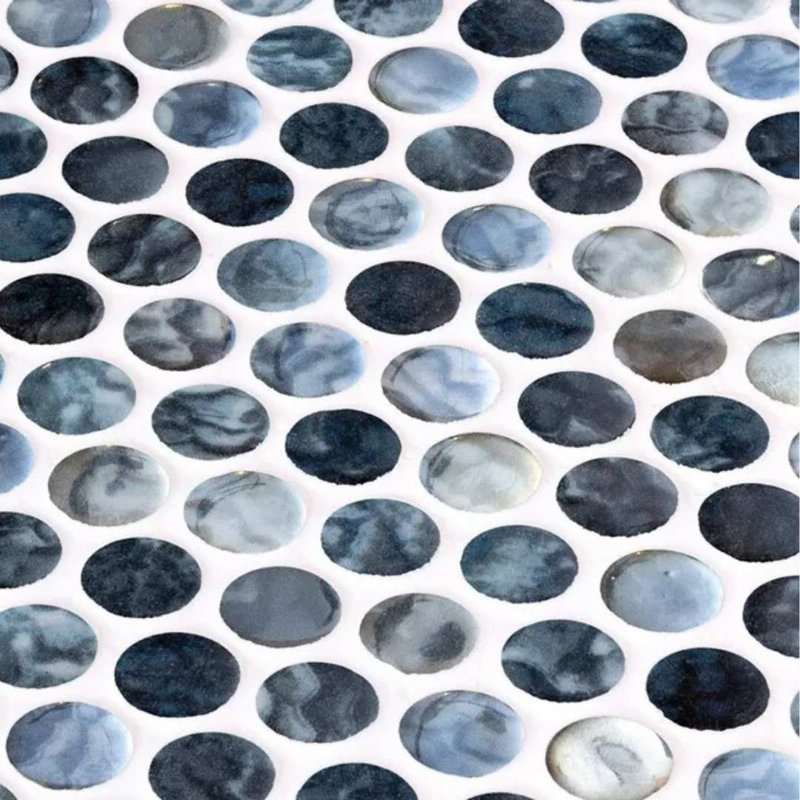 Eterna Penny 12" x 12" Recycled Penny Glass Mosaic, Iris Gris