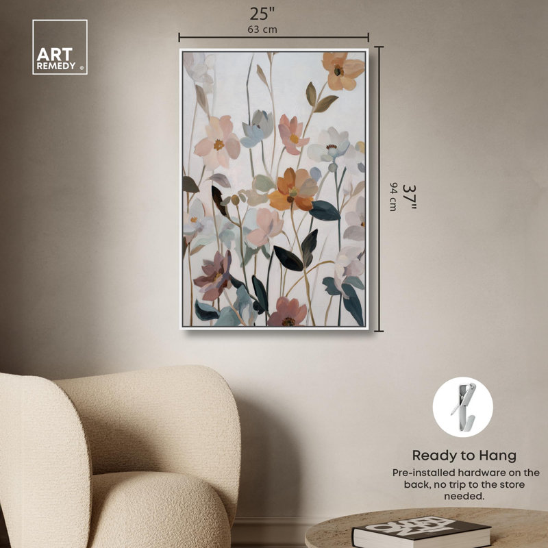 Décoration murale de salle de bain Dreamy Blossoms I par Art Remedy, cadre noir, 10 x 15, H 37 po x l 25 po, Cadre blanc