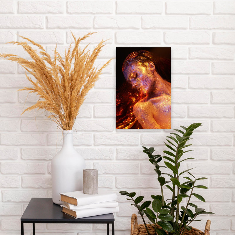 Art mural contemporain abstrait soleil, H 18 po x l 12 po