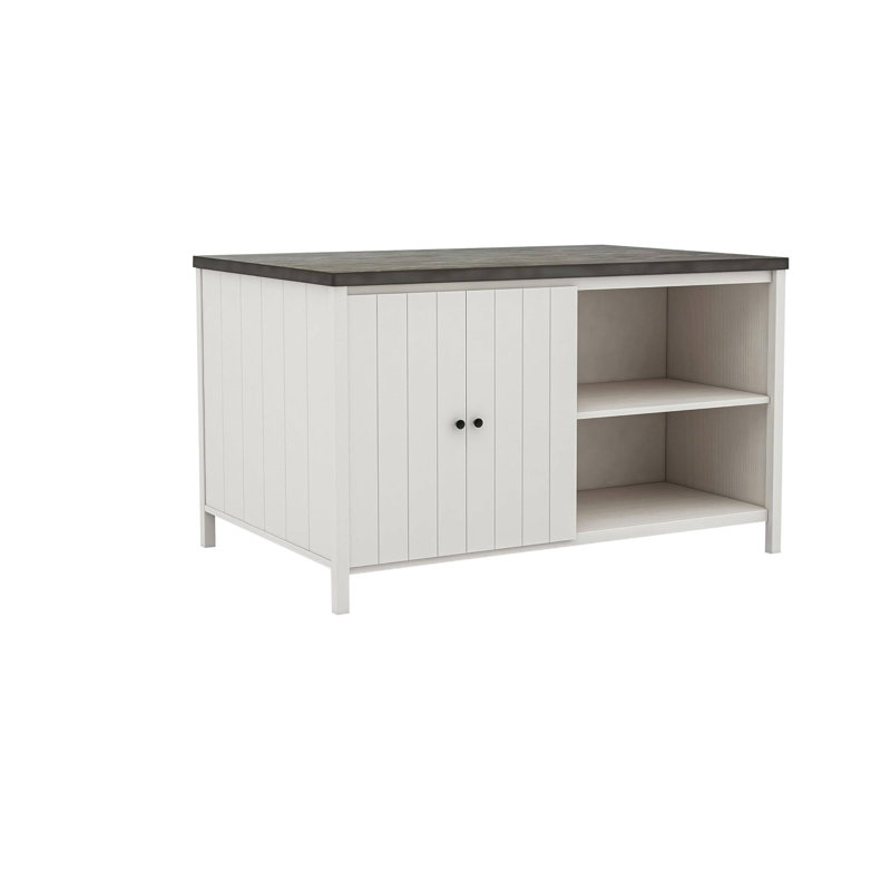 60.4"W Transitional Counter Ht. Table, Off-White/Dark Gray
