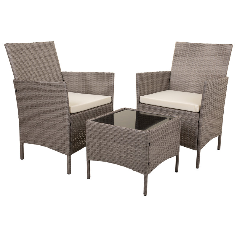 Clerveau Metal 2 - Person Seating Group with Cushions, Grey, White