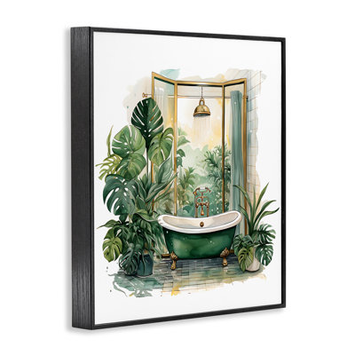 Bathtub in Tropical Oasis Framed Giclee, design by Lettered and Lined
