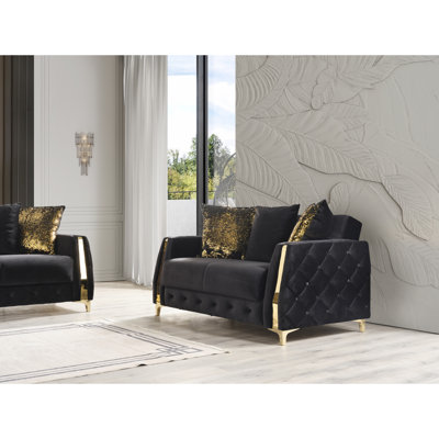 Ensemble de salon moderne 2 pièces Lust en noir (NJ Inventory)