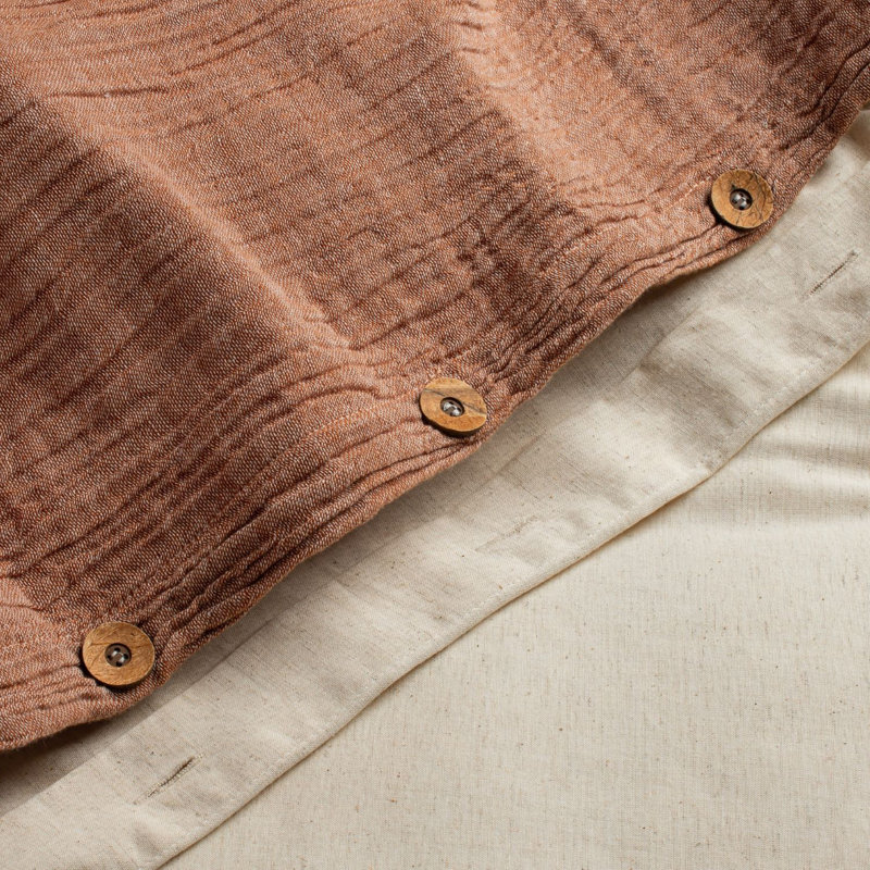 Rust Crinkled Linen Duvet Cover, Queen