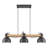 33" Farmhouse Kitchen Island Lighting, 3-Light Industrial Linear Chandelier with Adjustable Metal Dome Shades and Natural Wood Beam, Black Pendant Light for Dining Room