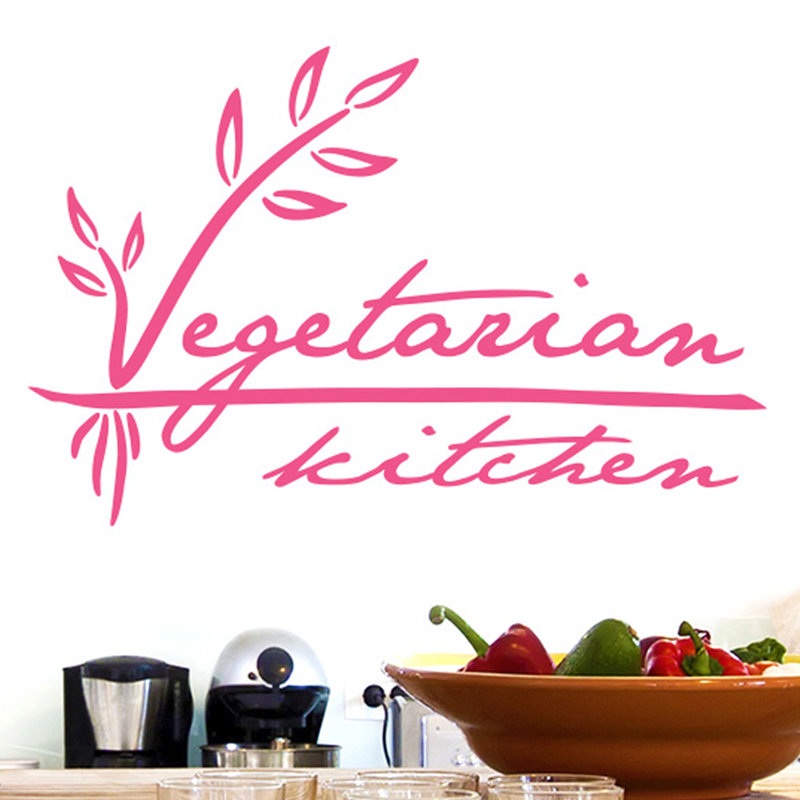 Vegetarian Kitchen Wall Sticker, Pink, Medium