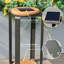 Lanterne solaire d'extérieur à DEL en aluminium - Grande taille avec détails en teck, étanche IP65, à 3 niveaux de lumière à intensité variable-115741792