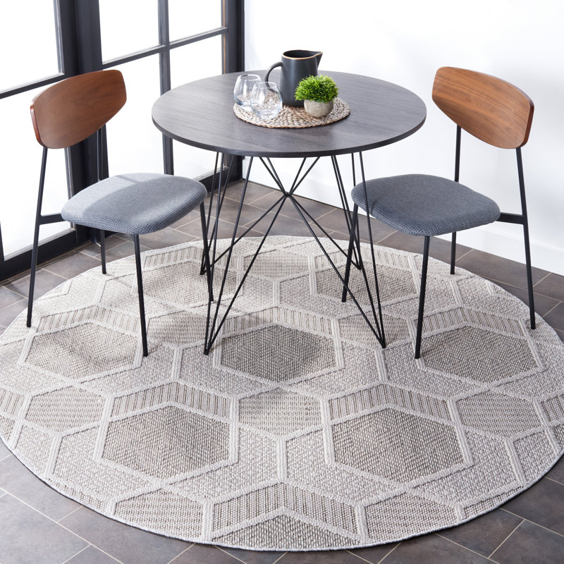 Berdella Performance Geometric Rug, Round 6'7"
