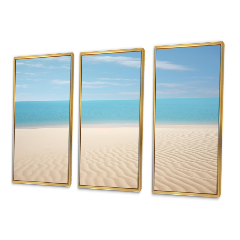 Ensemble de salon Coastal Hush Dreaming Beach Sand - Coastal Wall Art, H 40 po x l 60 po x P 1 po, Cadre flottant doré