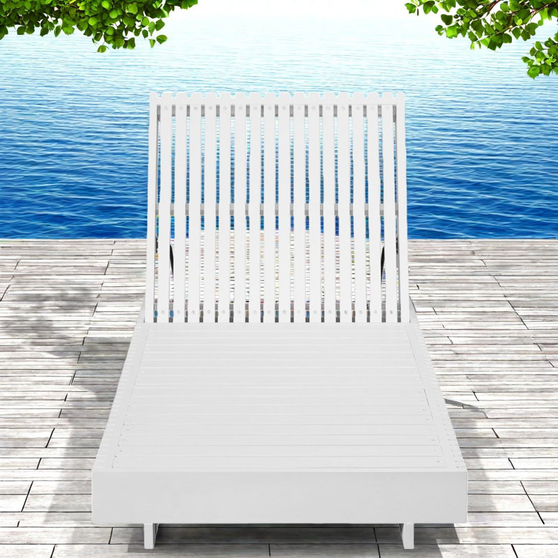 Chaise longue de patio réglable en bois blanc moderne pour l'extérieur