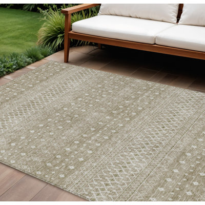 Tapis intérieur tribal lavable 8 pi x 10 pi vert taupe