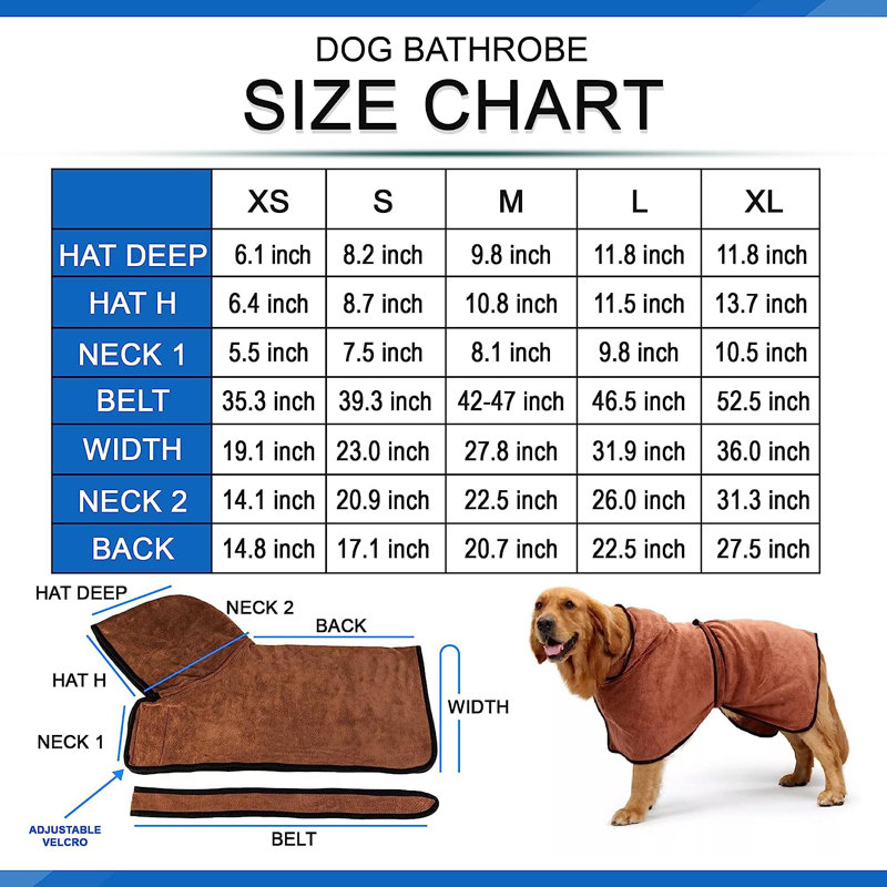 Serviette de bain pour chien avec nom et peignoir pour chien, L, Brun, Oui