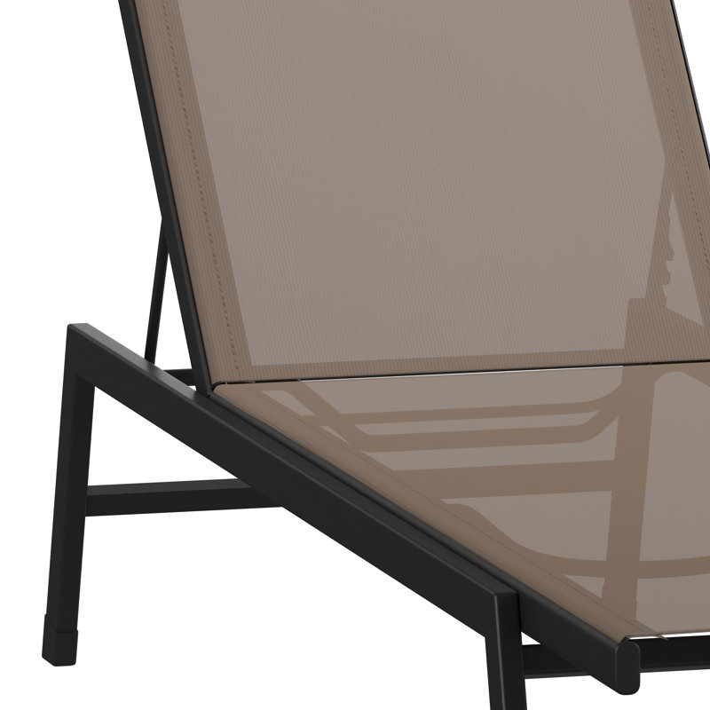 Aubrette All-Weather PVC-coated polyester Adjustable Reclining Chaise Lounge Chair, Brown
