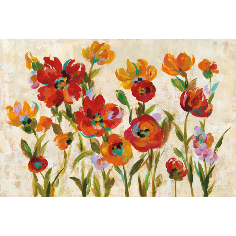 July in the Garden I Cream 1 Piece Wrapped Canvas Painting, 81cm H x 122cm W