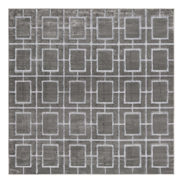 Glam Geometric Gray Silver Area Rug