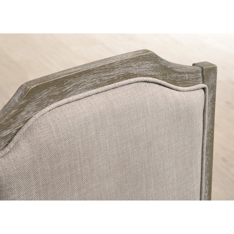 Chaises de salle à manger en piédestal gris récupéré (2) - Bois franc, pieds, siège rembourré brun clair l 22,4 po x H 41,5 po