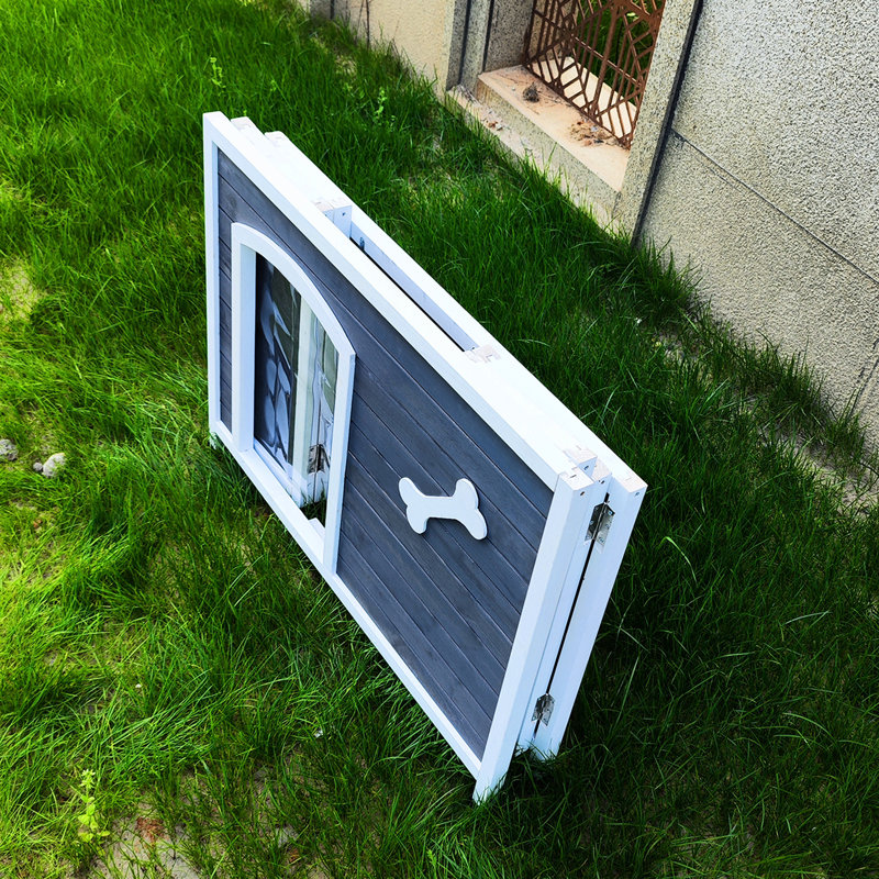 Niche pour chien pliante en bois 41,27 "- extérieur imperméable et intérieur solide pour les chiens de moins de 70 lb, facile à assembler en 5 minutes