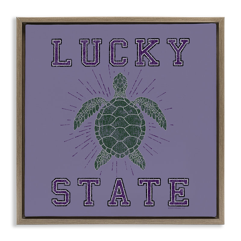 Art mural sur toile Lucky Sea Turtle State par Spirit Animals / Life Is High, Cadre flottant orme Montalcino