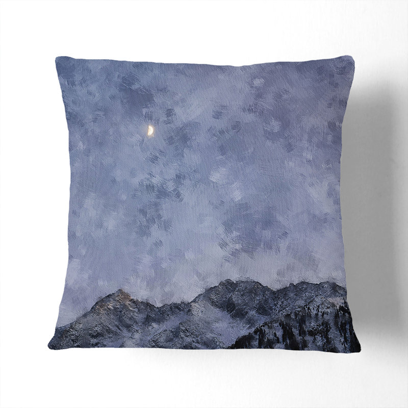 Half a Moon Painting Cushion with Filling, 55cm H x 55cm W x 20cm D, White