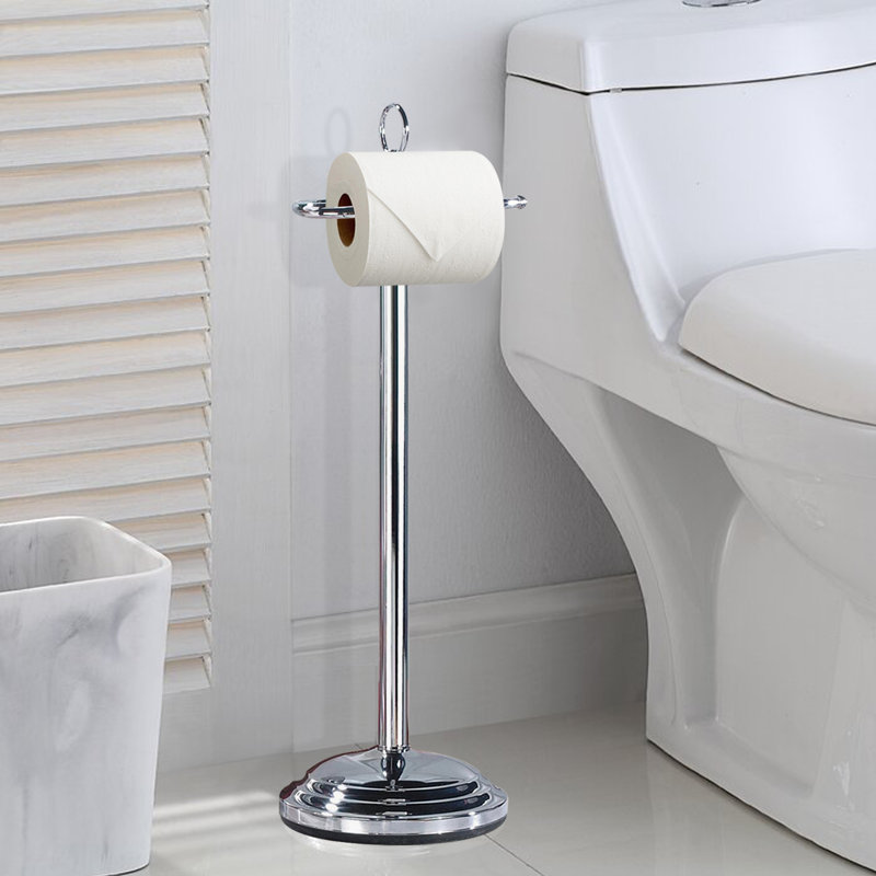 Porte-papier hygiénique sur pied, Argent poli