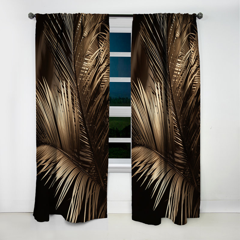Feuilles de palmier sépia Serenity I - rideau palmiers - rideau occultant floral - 1 panneau, 52" W x 63" L