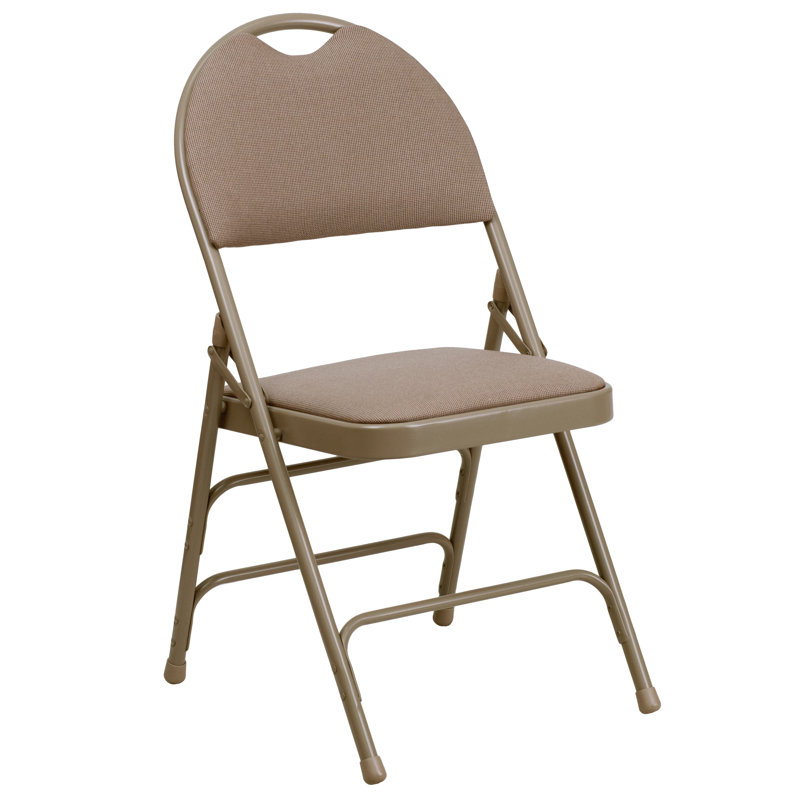 Oliverson Extra Large Ultra-Premium Triple Braced Metal Folding Chair, Beige