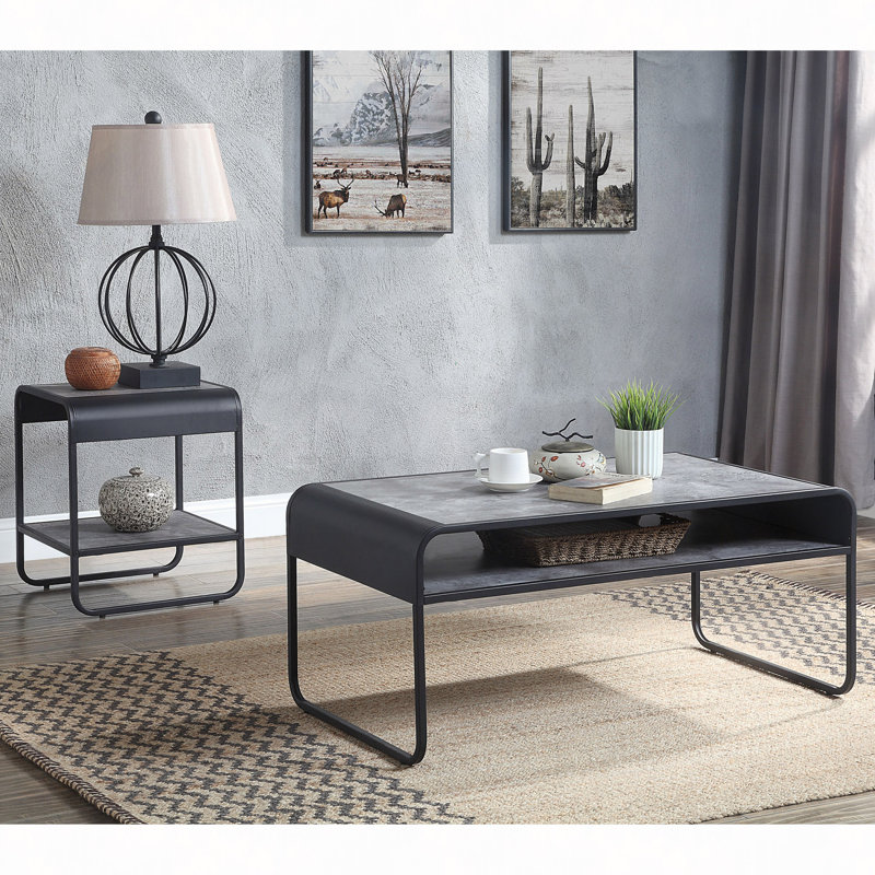 Table basse en béton à 1 tablette
