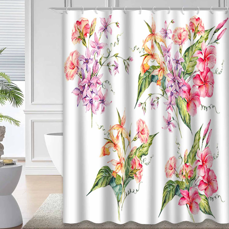Aquarelle, bouquet floral rétro, fleurs exotiques, brindilles, feuilles, 12 crochets, L 72 po x l 84 po