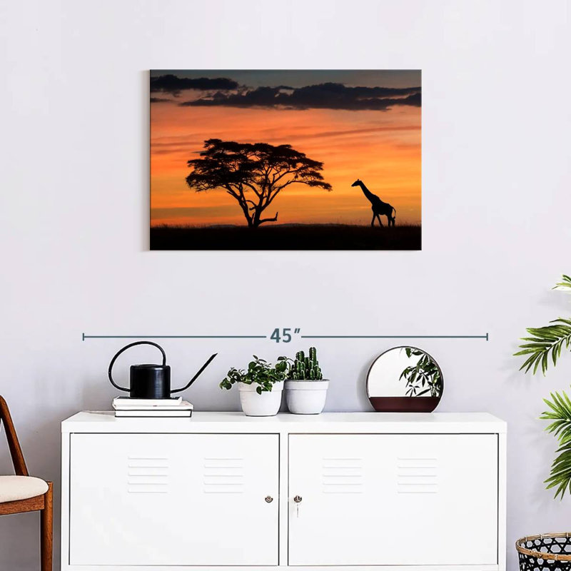 Alvord Masai Mara Giraffe au coucher du soleil, H 20 po x l 30 po