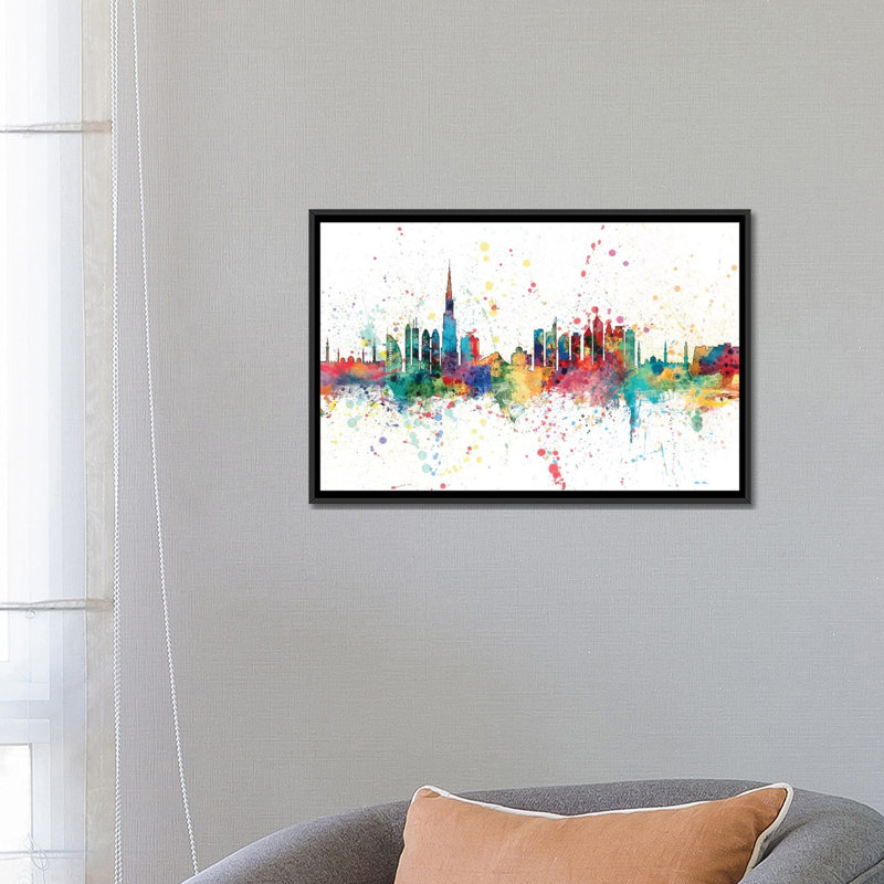 Série d’horizons en arc-en-ciel : dubaï, émirats arabes unis, reproduction d’art sur toile tendue, Toile avec cadre noir