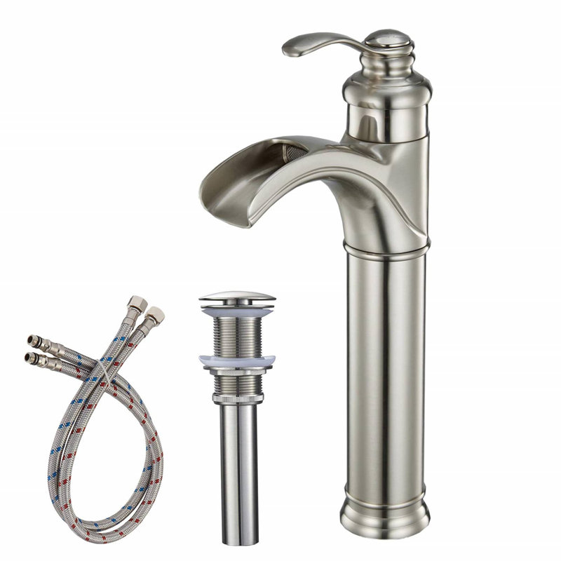 Single-handle Bathroom Faucet with Drain Assembly, Brushed Nickel