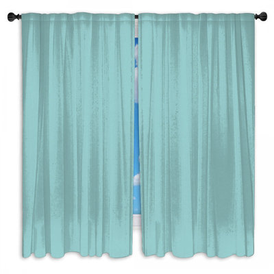Rideaux de fenêtre unis à fond bleu uni et voilage uni - 2 panneaux
