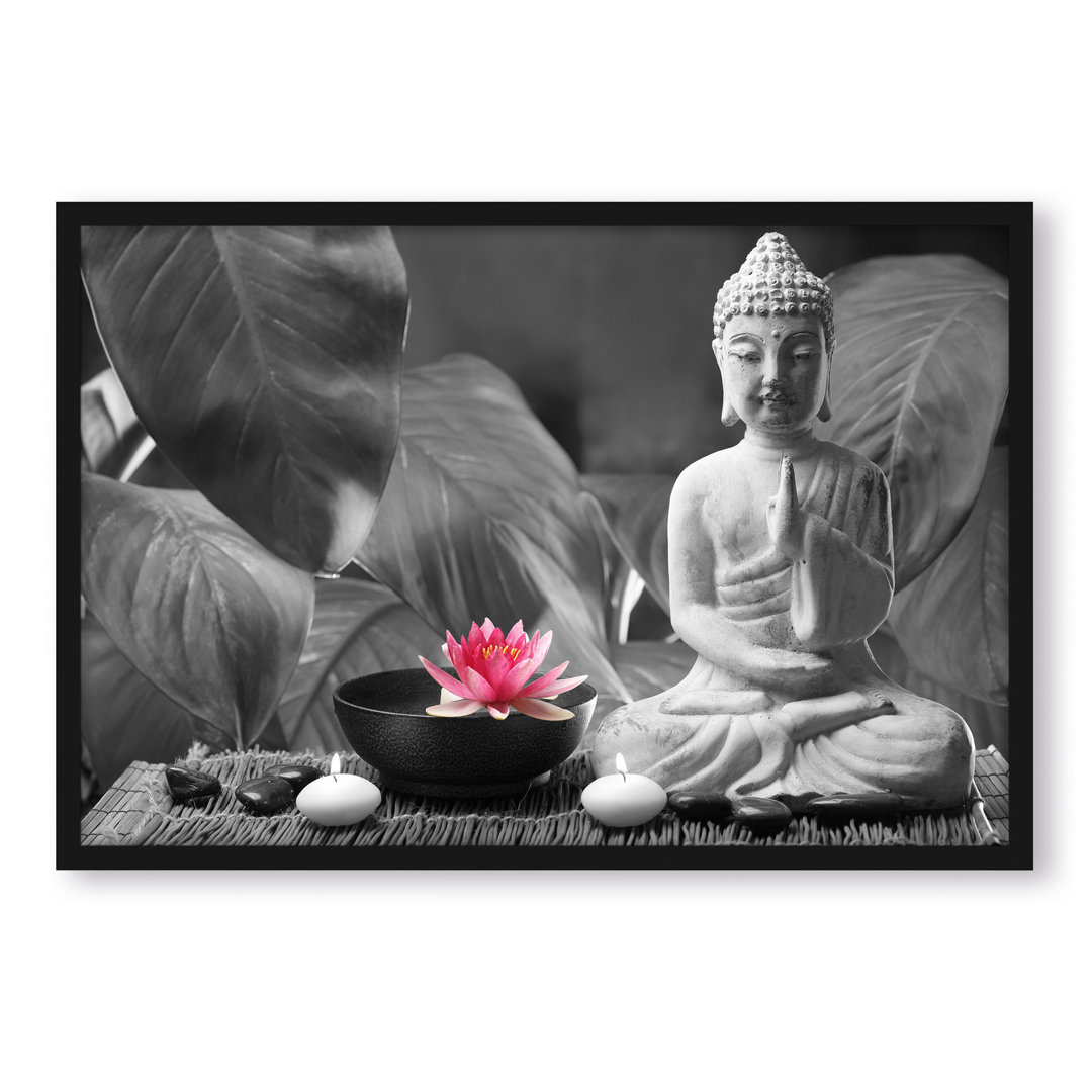 Gerahmtes Foto "Buddha mit Seerose"