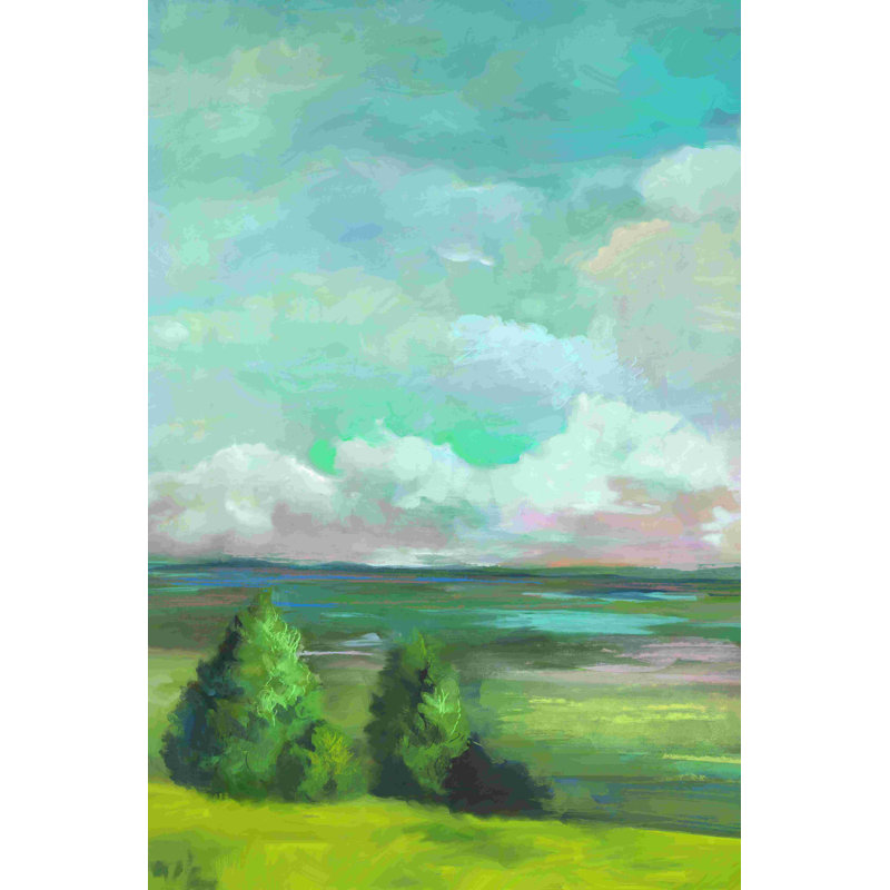 Paysage coloré 3 - peinture sur toile tendue, H 12 po x l 8 po