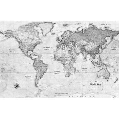 map of the world black and white with names