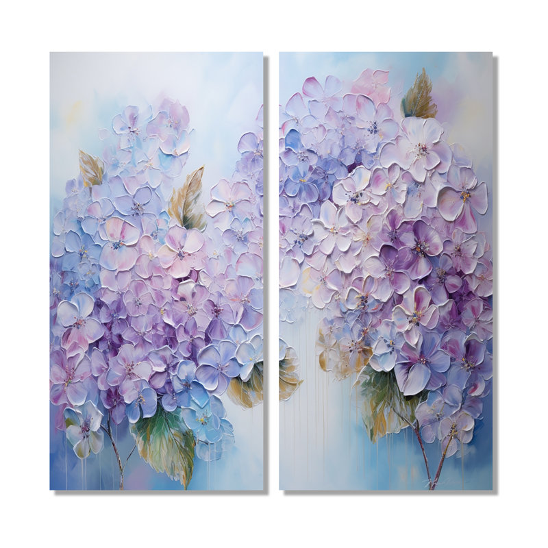 Hortensia mauve, fleurs du paradis I - art mural traditionnel mauve, 40" H x 40" W, Wrapped Canvas, Does Not Apply