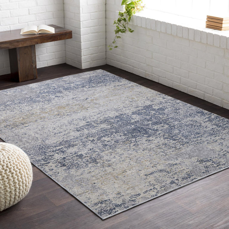 Fernon Abstract Blue/Gray Area Rug, Rectangle 7'8" x 10'2"