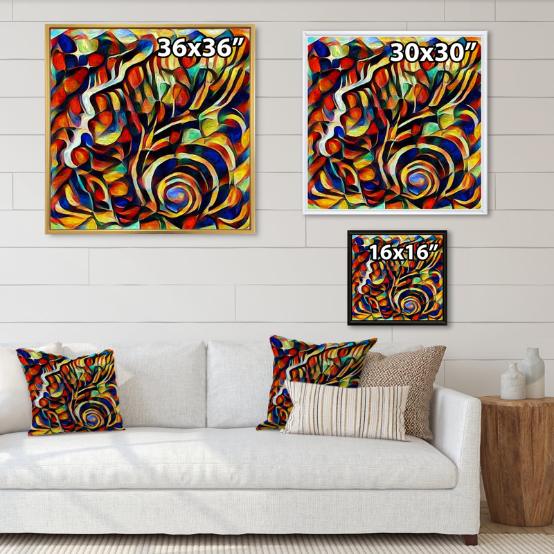 Abstrait, impression d'art mural moderne sur bois, H 16 po x l 16 po x P 1 po, Cadre flottant noir