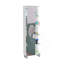 Armoire en lin à porte simple H 62 po, cinq tablettes extérieures, quatre tablettes intérieures, blanc