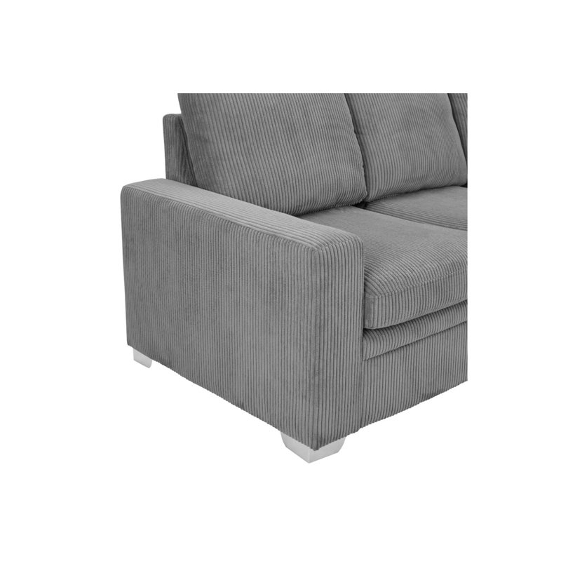 Porath Left-Hand Facing Upholstered Corner Sofa, Grey, Left Hand Facing
