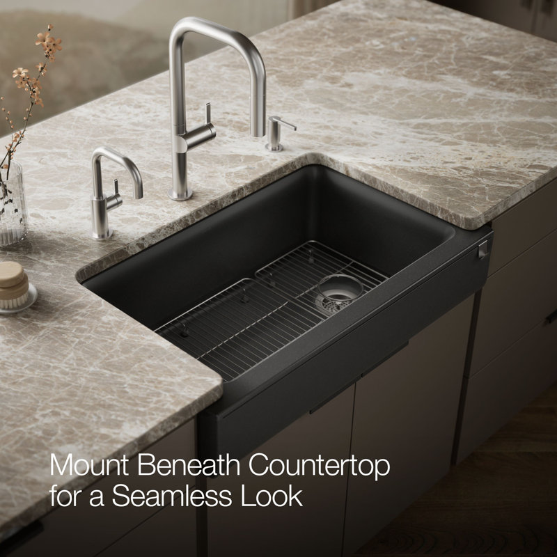 Cairn Undermount Single-Bowl Farmhouse Kitchen Sink, Matte Graphite