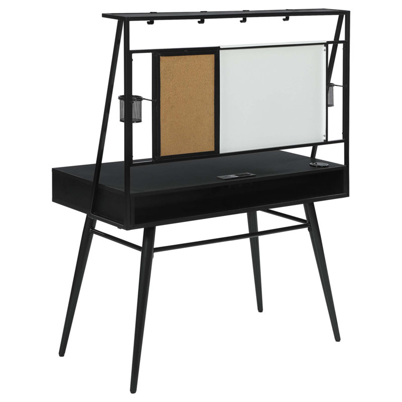 Bureau d'écriture Darby noir et bronze avec ports USB