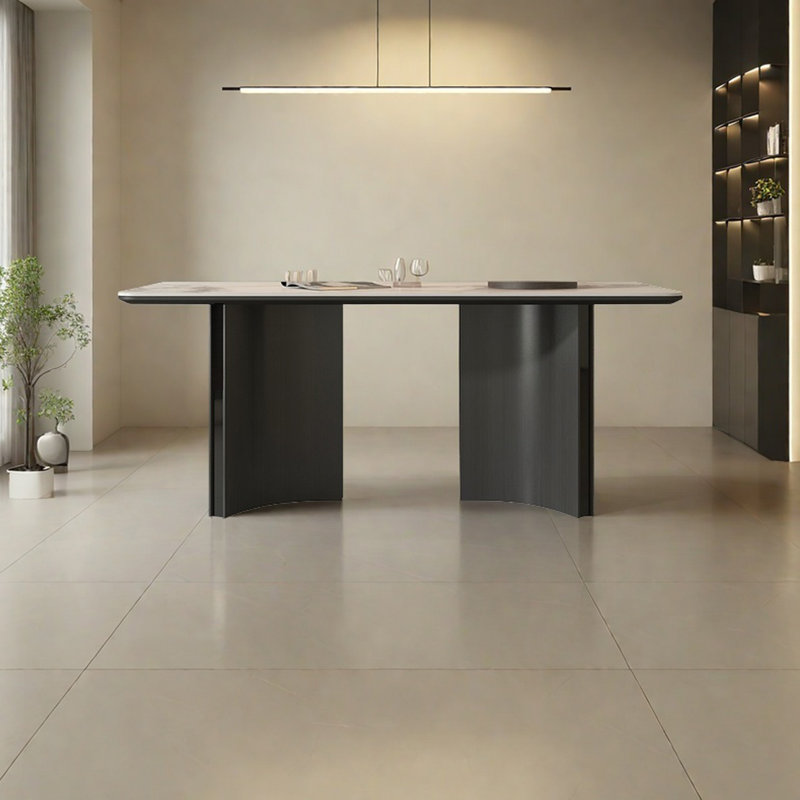 Minimalist Rock Slab Dining Table, 29.52"H x 62.99"L x 31.49"W