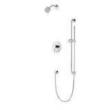 Round 2-Way Pressure Balance Shower Trim Kit With Multifunction Shower Head And Hand Held Shower On Integrated Slide Bar Brushed Nickel