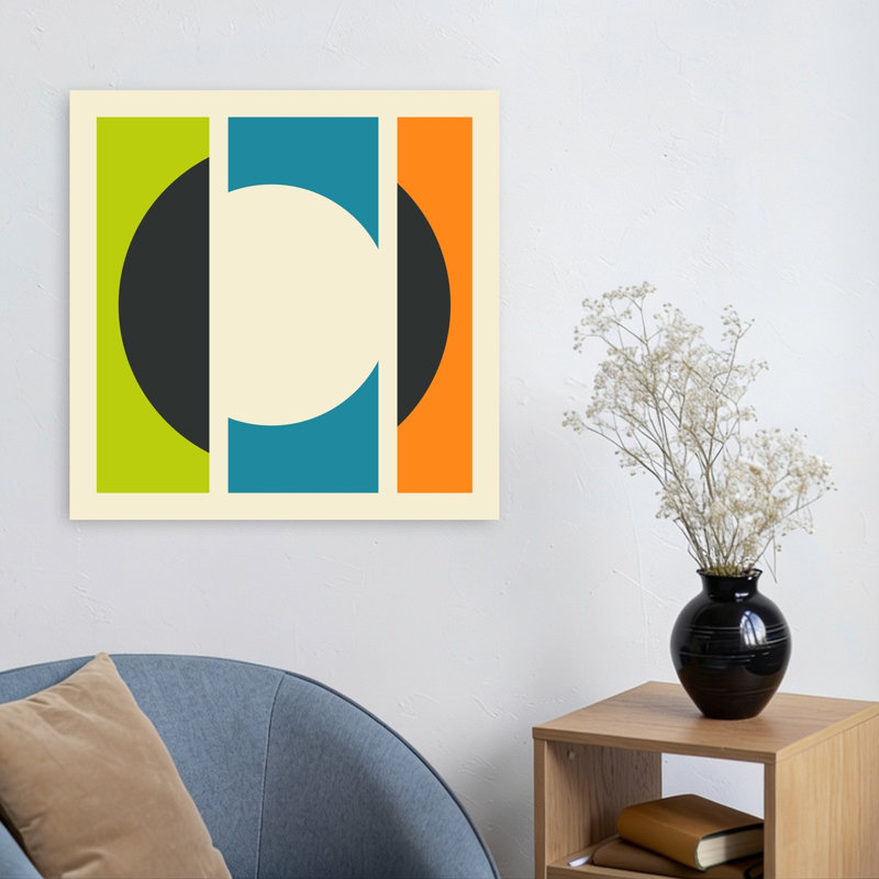 «Vibrant Geometric Circles Abstract», audacieuse, architecture contemporaine, impression sur toile, H 24 po x l 24 po
