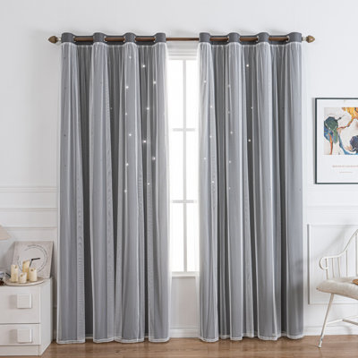 Double Layer Curtain, 2 Counts Solid Color Blackout Curtain, Fashionable Curtain for Home Living Room Bedroom, Home Decor, Window Curtain