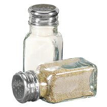 1 oz. (Ounce) Classic Tower Style Salt & Pepper Shaker, Restaurant Shakers,  Chrome Top, Glass Body - Set of 2